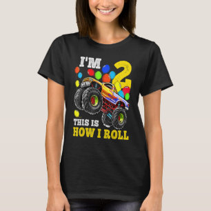Kids 2 Year Old  2nd Birthday Boy Monster Truck Ca T-Shirt