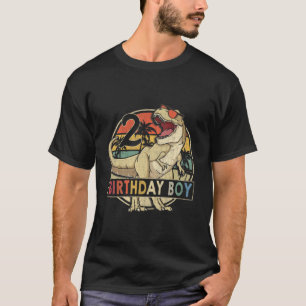 Kids 2 Year Old 2Nd Birthday Boy Rex Dinosaur Vint T-Shirt