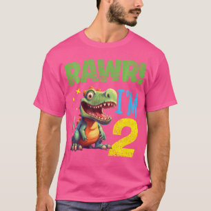 Kids 2 Year Old 2Nd Birthday Boy T Rex Dinosaur Fu T-Shirt