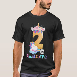 Kids 2 Year Old Awesome Unicorn Girls 2nd Birthday T-Shirt