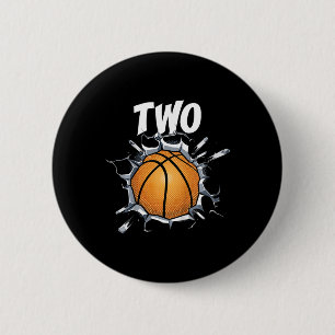 Kids 2 Year Old Basketball Birthday Party Theme 2n 6 Cm Round Badge