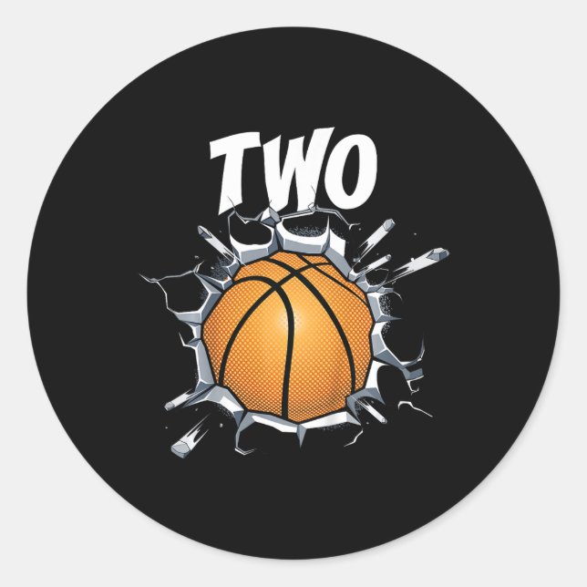 Kids 2 Year Old Basketball Birthday Party Theme 2n Classic Round Sticker (Front)