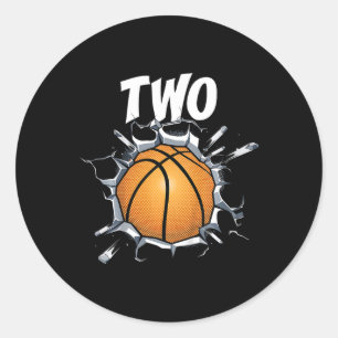 Kids 2 Year Old Basketball Birthday Party Theme 2n Classic Round Sticker