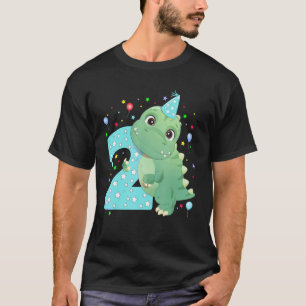 Kids 2 Year Old Cute Dinosaur Birthday 2nd Boys An T-Shirt