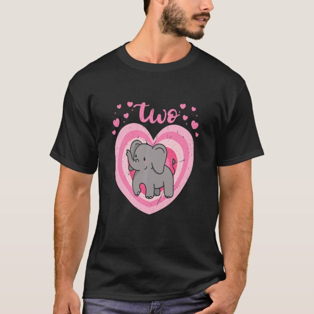 Kids 2 Year Old Cute Elephant Birthday Girl 2nd B  T-Shirt (Front)