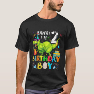 Kids 2 Year Old Dinosaur Birthday Boy 2Nd T Rex Di T-Shirt