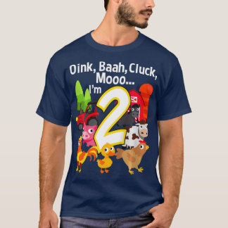 Kids 2 Year Old Farm Birthday Party Animal Barn T-Shirt