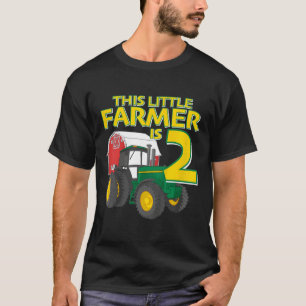 Kids 2 Year Old Green Farm Tractor Birthday Party T-Shirt