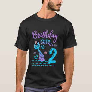 Kids 2 Year Old Mermaid tail 2nd Birthday Girl Dau T-Shirt