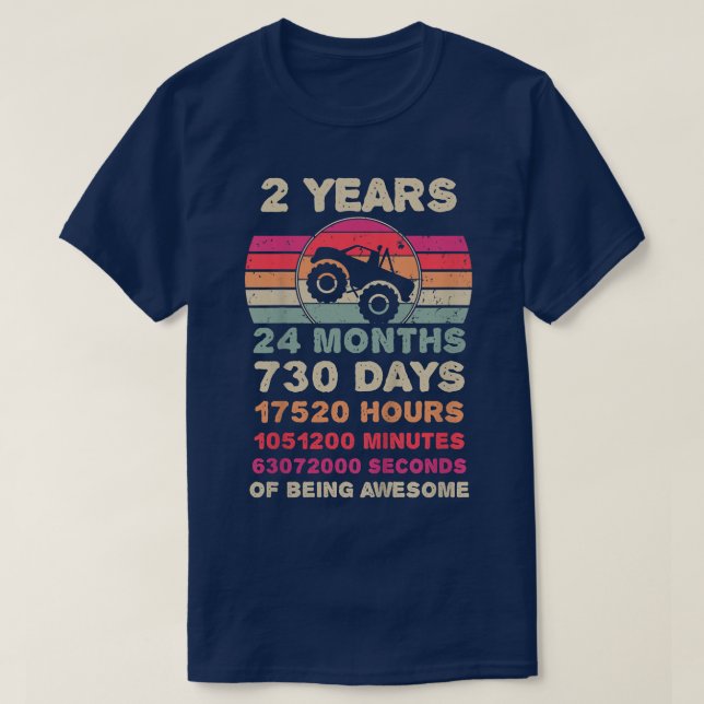 Kids 2 Year Old Monster Truck Birthday Boy Girl 2n T-Shirt (Design Front)