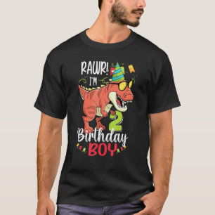 Kids 2 Year Old Rawr 2nd Birthday Boy T Rex Toddle T-Shirt