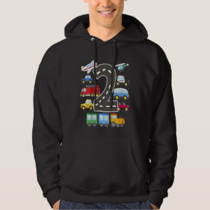 Kids 2 Year Old Transportation Birthday Car Train Hoodie