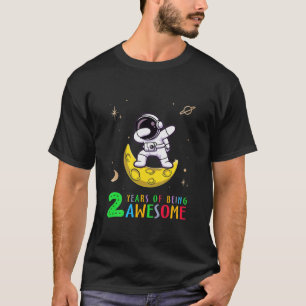 Kids 2 Years Of Being Awesome Dabbing Astronaut 2N T-Shirt