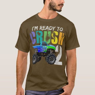 Kids 2 Years Old 2nd Birthday Monster Truck I Am R T-Shirt