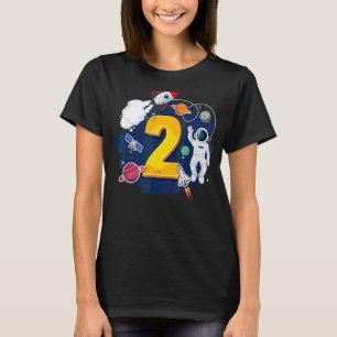 Kids 2 Years Old Astronaut Outer Space 2nd Birthda T-Shirt