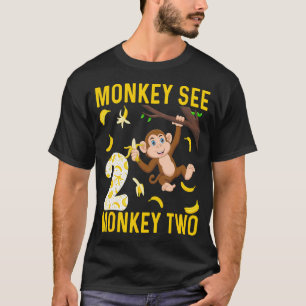 Kids 2 Years Old Monkey Party Themes 2Nd Birthday T-Shirt