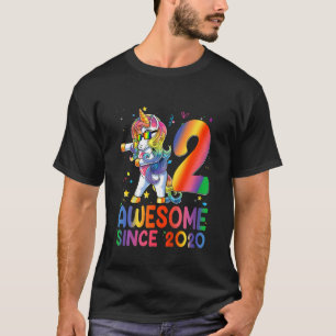 Kids 2nd Birthday 2 Year Old Girls Teens Dabbing T-Shirt