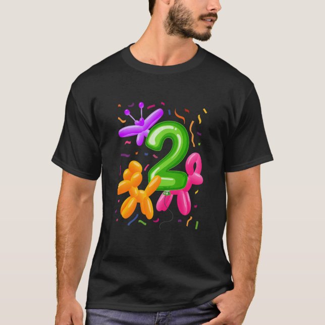 Kids 2nd Birthday Balloon Animals Balloon Themed B T-Shirt (Front)