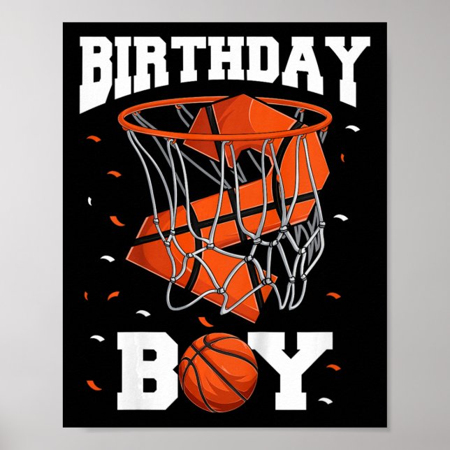 Kids 2nd Birthday Basketball Boy Two Year Old Bask Poster (Front)