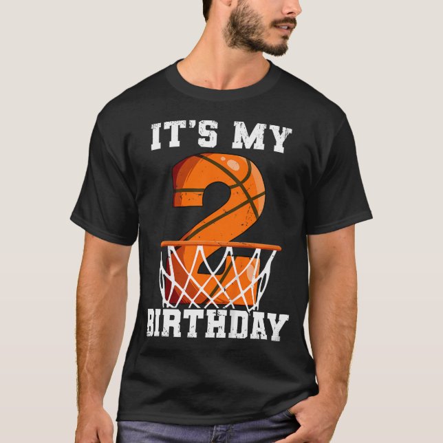 Kids 2Nd Birthday Basketball T-Shirt (Front)