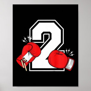 Kids 2nd Birthday Boxing Boy 2 Year Old Boxer Bday Poster