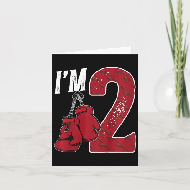 Kids 2nd Birthday Boxing Boy Two Year Old Boxer  Card (Front)