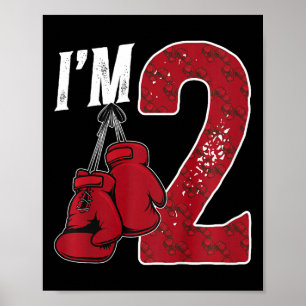 Kids 2nd Birthday Boxing Boy Two Year Old Boxer Poster
