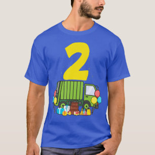 Kids 2nd Birthday Boy 2 Year Old Garbage Truck Bir T-Shirt