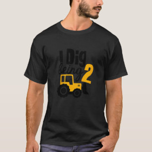 Kids 2nd Birthday Boy Bulldozer Second Bday 2 Yrs T-Shirt