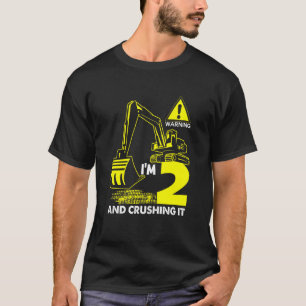 Kids 2nd Birthday Boy Construction Truck 2 Years T-Shirt