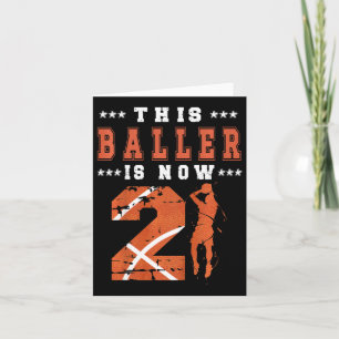 Kids 2nd Birthday Bysketbyll Boy Two Year Old Bysk Card