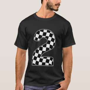Kids 2nd Birthday Checkered Number 2 Car Racing Fl T-Shirt