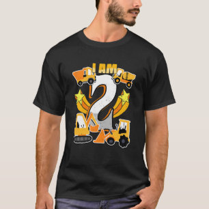 Kids 2nd Birthday Construction Trucks Funny Second T-Shirt