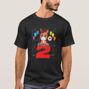 Kids 2nd Birthday Cute Horse Balloon Boys Girls 2 T-Shirt