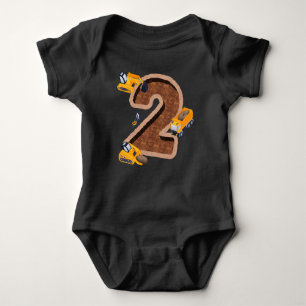 Kids 2nd Birthday Digger T-Shirt 2 Years Builder Baby Bodysuit