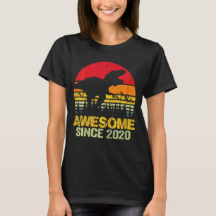 Kids 2nd Birthday Dinosaur Trex Awesome Since 2020 T-Shirt