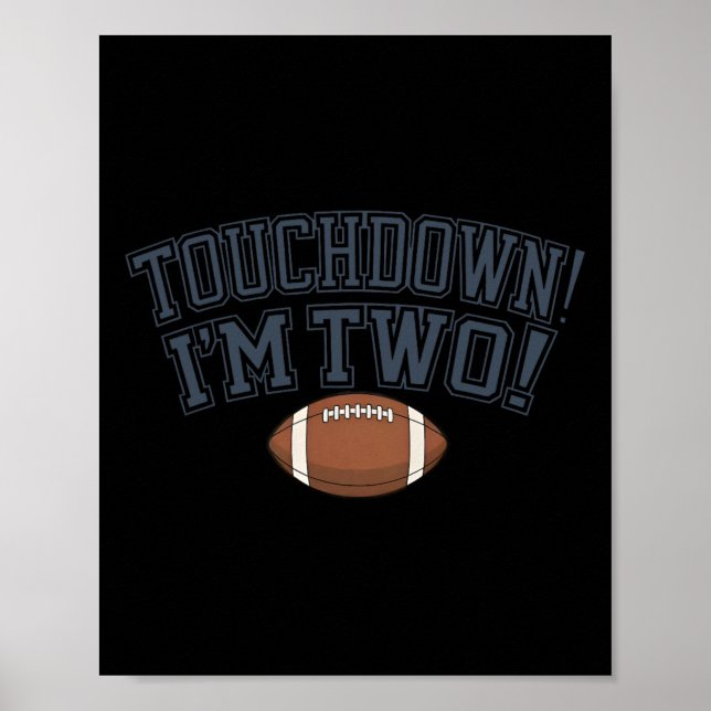 Kids 2nd Birthday Football Player Touchdown Im Two Poster (Front)