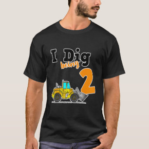 Kids 2nd Birthday I Dig Being 2 Loader Constructio T-Shirt