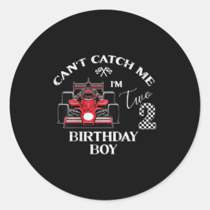 Kids 2nd Birthday Race Car Bday Boy Cant Catch Me Classic Round Sticker