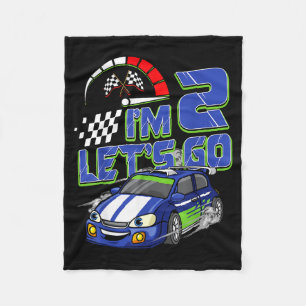 Kids 2nd Birthday Racing Car 2 Year Old Boys Party Fleece Blanket
