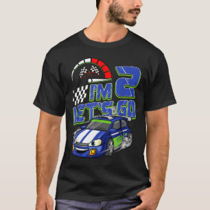 Kids 2nd Birthday Racing Car 2 Year Old Boys Party T-Shirt