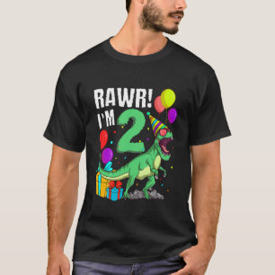Kids 2nd Birthday Rawr I m 2 T Rex Dinosaur 2 Year T-Shirt