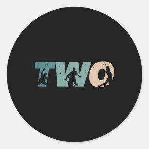 Kids 2nd Birthday Retro Dminton 2 Years Old Boy Gi Classic Round Sticker