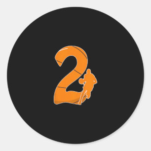 Kids 2nd Birthday Sketll Gift - 2 Years Old Hoops Classic Round Sticker