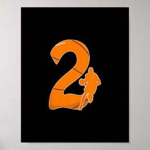 Kids 2nd Birthday Sketll Gift - 2 Years Old Hoops  Poster