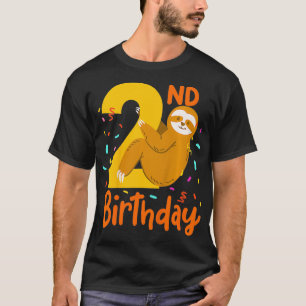 Kids 2nd Birthday Sloth Two 2 Years Old  T-Shirt