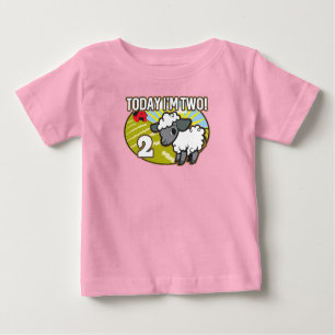 Kid's 2nd Birthday Today I'm Two! Cute Lamb Baby T-Shirt