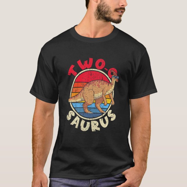 Kids 2nd Birthday Two O Saurus I Parasaurolophus F T-Shirt (Front)