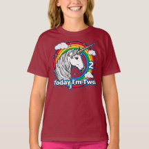 Kid's 2nd Birthday Unicorn Rainbow Today I'm Two