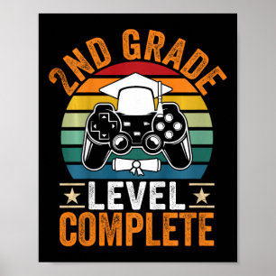 Kids 2nd Grade Level Complete Cute Gamer Class Of  Poster